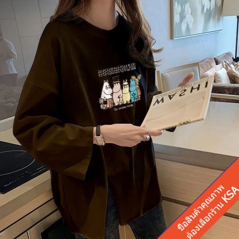 เสื้อแฟชั่นผู้หญิงแขนยาว oversize เสื้อผ้าแฟชั่นสาวอวบ เสื้อโอเวอร์ไซส์เกาหลีใหญ่ ทรงหลวมสกรีนลายการ์ตูน xxl thumbnail 8