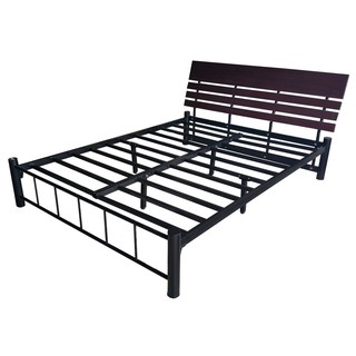 ขนาด5ฟุต โครงเตียงเหล็กหัวระแนงไม้ ขนาด5ฟุต รุ่นซวิง Queen size Steel bed frame จัดส่งทั่วไทย