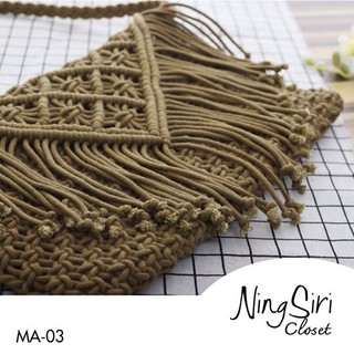 กระเป๋าสะพาย "เมคราเม่" สายยาว ลายวิทเทจ 1970 (พร้อมส่ง) [MA-03]