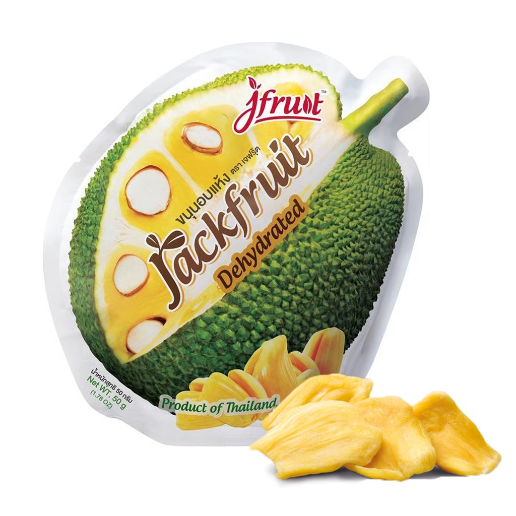 เจฟรุ้ต (Jfruit) ขนุนอบแห้ง สูตรน้ำตาลน้อย Dehydrated Jackfruit Low Sugar 50 g.