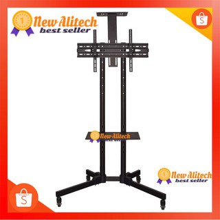 New Alitech TV Stand ขาตั้งทีวี ขนาด 32-65 ชั้นวาง 2 ชั้น สำหรับ โชว์สินค้า เคลื่อนที่ได้ ปรับ ก้ม เงยได้ 15 องศ