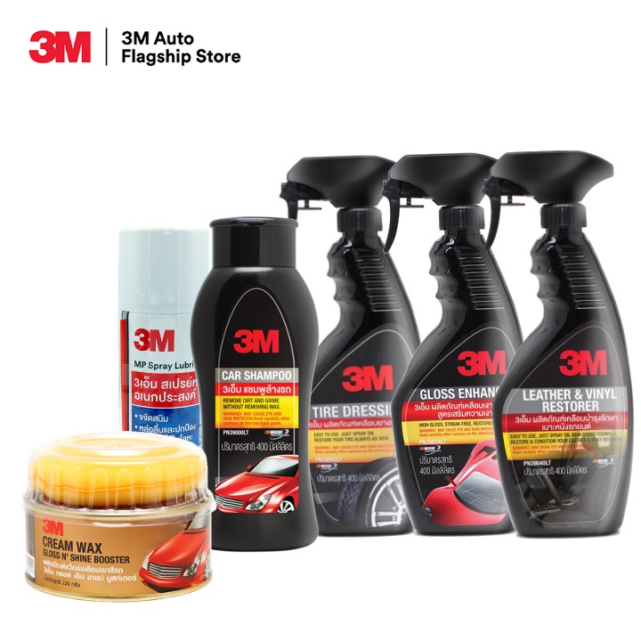 3M Set แชมพูล้างรถ 400ml 39000LT + PN39034LT + PN39040LT + PN39042LT + PN08898T(400ml) + Cream Wax G
