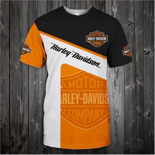 เสื้อยืดแขนสั้น คอกลม พิมพ์ลาย Harley DAVIDSON 3 มิติ แฟชั่นสําหรับผู้ชาย