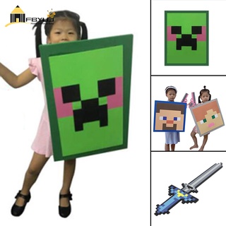 【ราคาถูก】FBYUJ Minecraft Large Real Prop Toys Pixel Game Arms/Shield Plastic Toy Cosplay Party Props for Halloween Kids