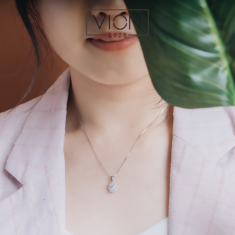 REPLIKA Vion S925 สร้อยคอ 11238, สร้อยคอเงิน / เงิน 925 จําลองเพชรคริสตัลเซอร์โคเนีย