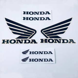 สติ๊กเกอร์ปีกนกฮอนด้า สติ๊กเกอร์ Honda สีดำ พื้นใส 6ชิ้น สติกเกอร์ ฮอนด้า ปีกนก โลโก้ มอเตอร์ไซค์ Sticker ติดรถ แต่งรถ