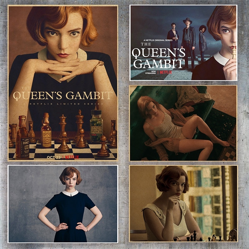 The Queens Gambit โปสเตอร์ Anya Taylor-Joy American TV Series Retro กระดาษคราฟท์ Wall Vintage โปสเตอ