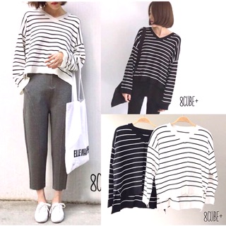 Zara striped knit blouse - เสื้อไหมพรมลายขวาง/ลายทาง ทรงzara