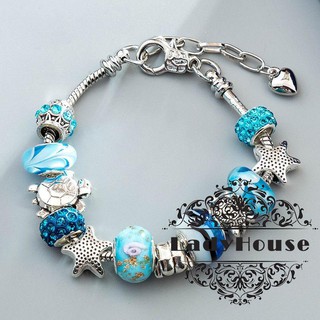 H1.-Charm Girl Crystal Rhinestone Silver Blue Plated Chain Bangle Bracelet Jewelry