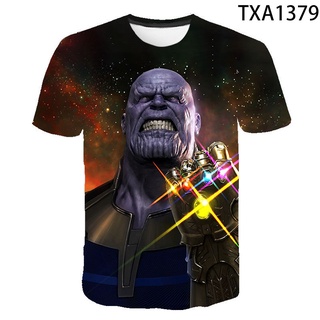 เสื้อยืดแขนสั้นลําลอง พิมพ์ลายการ์ตูนอนิเมะ Thanos แฟชั่นฤดูร้อน สไตล์สตรีท สําหรับเด็กผู้ชาย และเด็กผู้หญิง