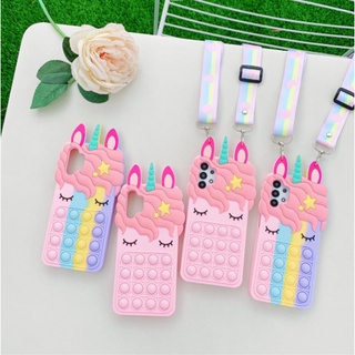 ยูนิคอร์น เคส For Apple iPhone 14 max pro 14max 14Pro 14 Pro Max  Pop It Fidget Push Bubble Toys Strees Reliver 3D rainbow unicorn Toy Soft cartoon Case