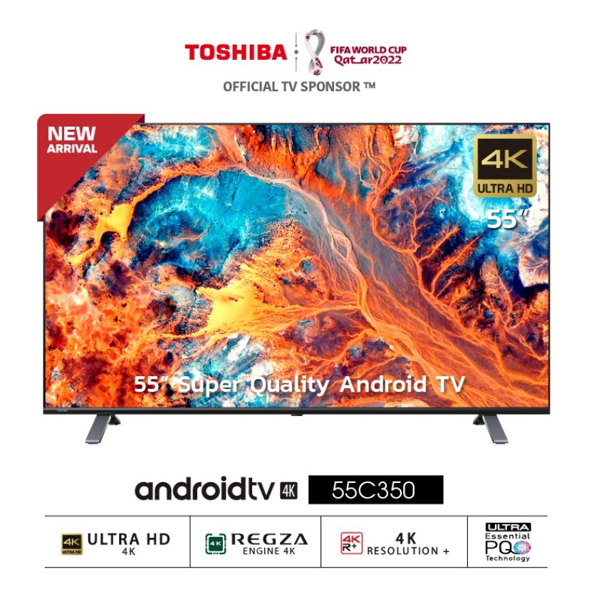 ใส่โค้ด[7KSVA8RU]รับcoins15%Toshiba Android TV 4K Ultra HD  55 นิ้ว รุ่น 55C350KP