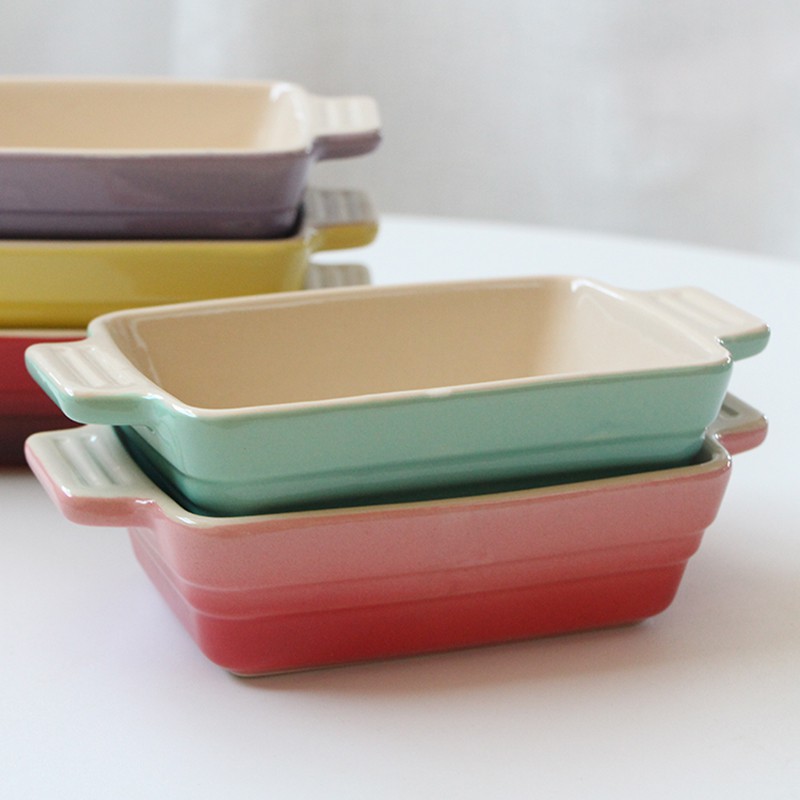 French LE CREUSET Cool Color Stoneware Porcelain Rectangular Grill Plate 14cm32cm Baking Baking