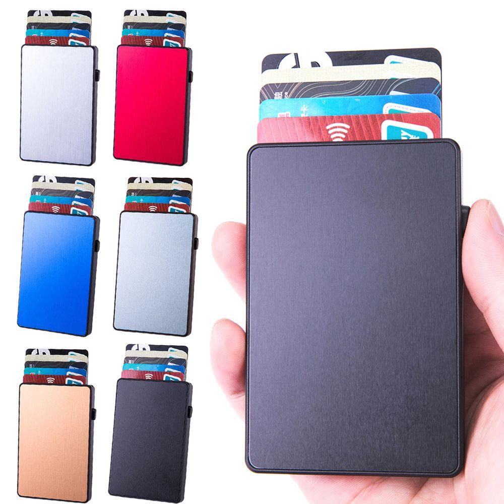 Estrenar ผู้ถือบัตรเครดิตอลูมิเนียม Slim Business Men Anti Theft Ultra Thin กระเป๋าผู้ชาย RFID Blocking