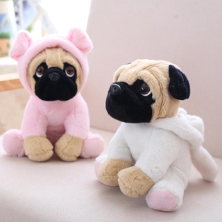 Dog Doll Plush Toy Hat Dog Doll Simulation Bell Dog Pug Stuffed Animals Toys for Children Gift