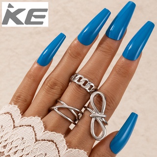 Simple hand jewelry, cold ring geometric twist 8-character bow cross ring three-piece set for