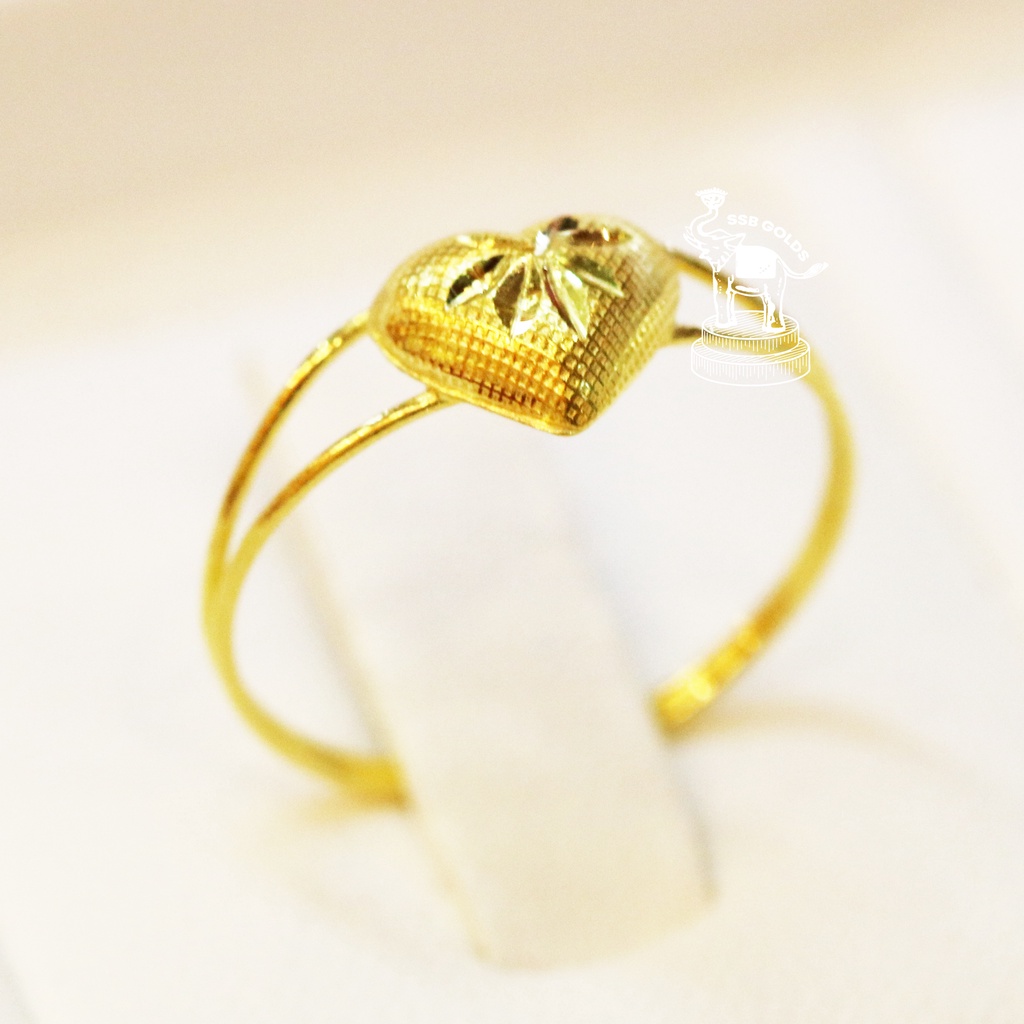 แหวนทอง 0.6 กรัม ทอง 96.5% ลายหัวใจก้านคู่ ทองแท้ ขายได้ จำนำได้ มีใบรับประกันทอง
