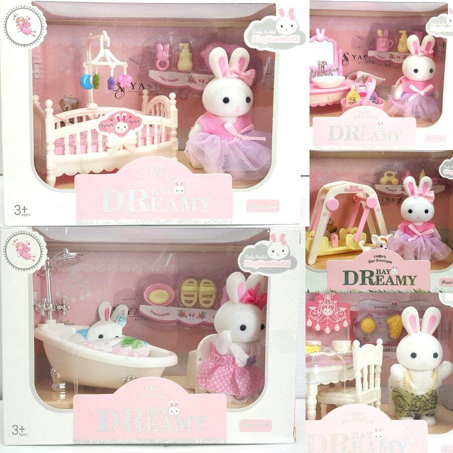 Yasini Series Bay Dreamy บ้านตุ๊กตา DIY บ้านกระต่ายและเฟอร์นิเจอร์ ตุ๊กตาของเล่นเด็ก บ้านกระต่าย มีห
