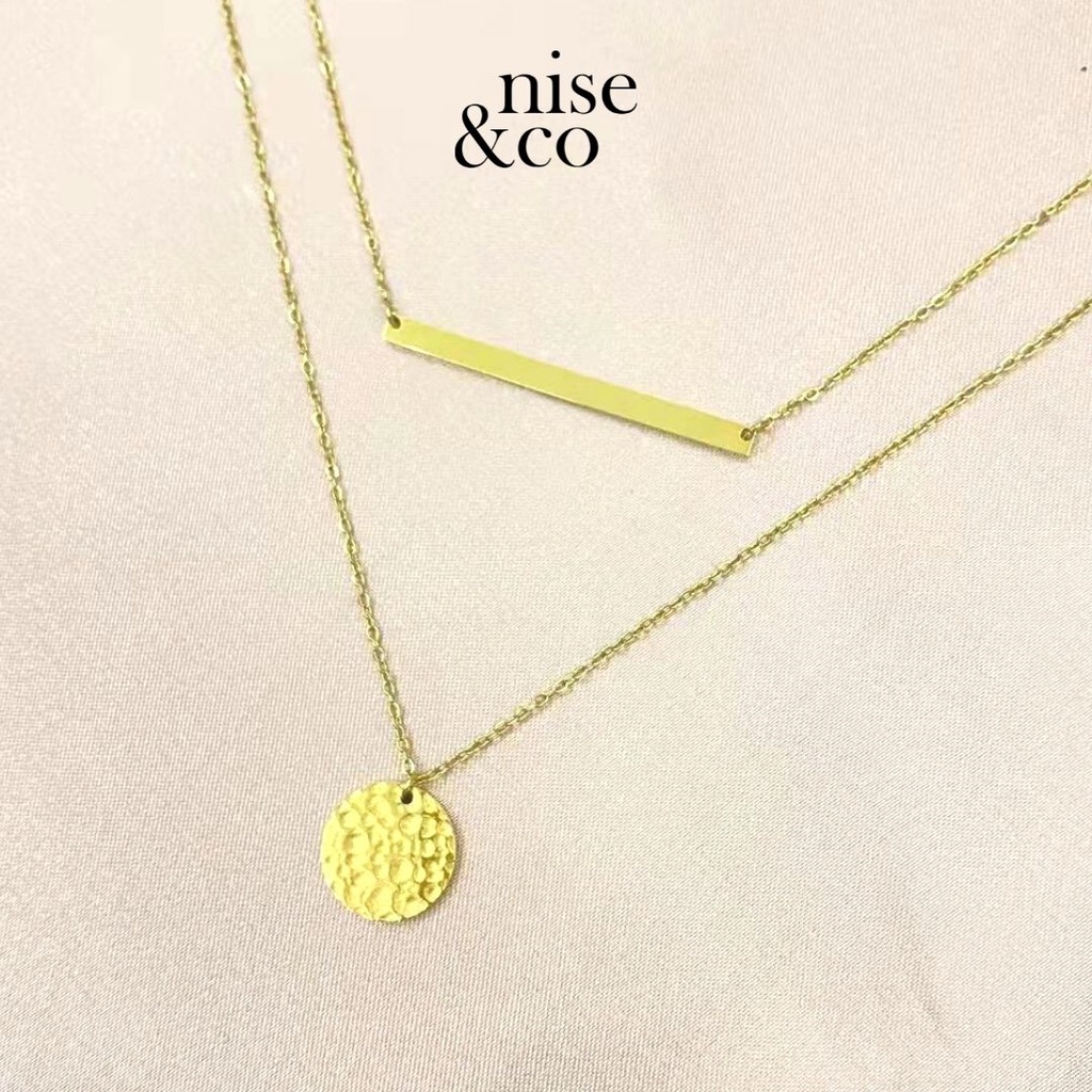 Nise&Co 316 สแตนเลส 2 ชิ้นสร้อยคอจี้ซ้อนชุด Minimal ผู้หญิงแฟชั่น Jewellery - CDNN010