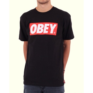 Obey BOX เสื้อยืดแขนสั้น ผ้าฝ้าย พิมพ์ลายโลโก้ตัวอักษร ทรงหลวม สไตล์คลาสสิก สําหรับผู้ชาย และผู้หญิง