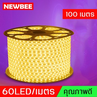 ไฟแถบ ไฟ220V แถบไฟ Led กันน้ำได้,กันแดด แถบไฟยืดหยุ่นได้60ดวง/ม. พร้อมปลั๊กสำหรับใช้กลางแจ้งในสวนไฟสายตกแต่งบ้าน ทนทาน