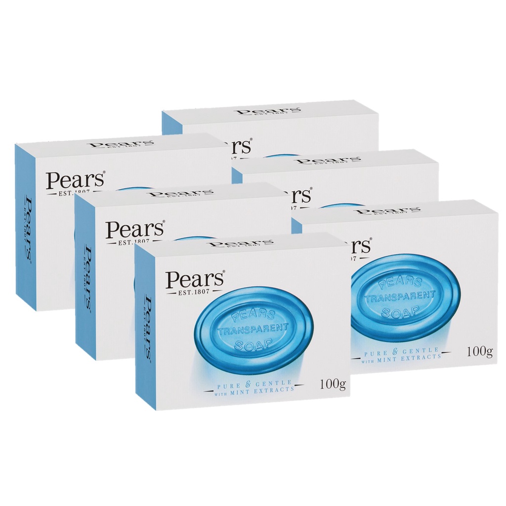 Pears Pure & Gentle with Mint Extracts Soap แพร์ เพียว แอนด์ เจนเทิล สบู่ กลิ่นมินท์ 100g x 6ก้อน