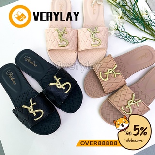 Overylay รองเท้าแตะส้นแบน รองเท้าสุภาพสตรี หรูหรา สวมใส่สบาย มีให้เลือก 3 สี