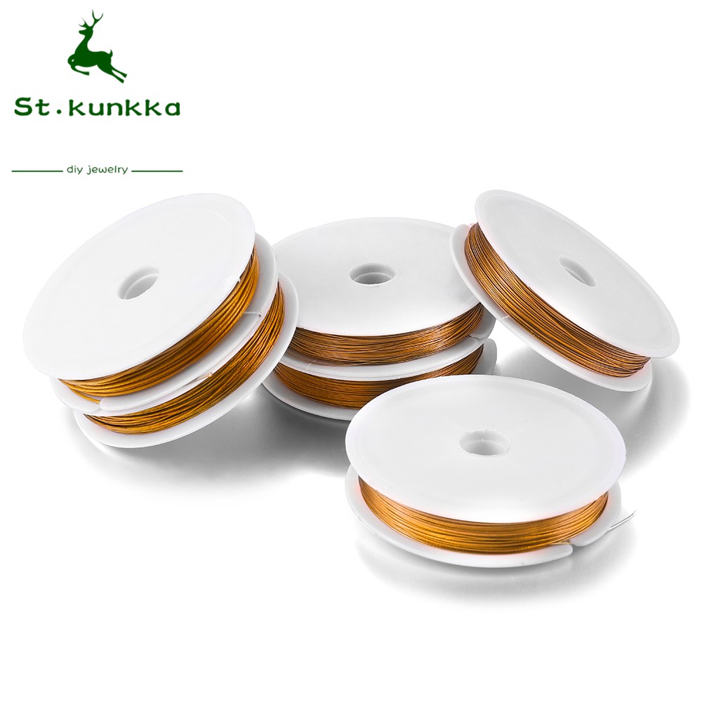 ลวดสเตนเลส 0.3×0.45×0.5×0.6 มม. สีทอง สำหรับร้อยลูกปัด