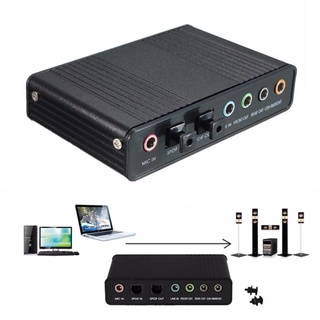 การ์ดเสียงProfessional External USB Sound Card Channel 5.1 Optical Audio Card Adapter Audio Driver for PC Computer Lapto