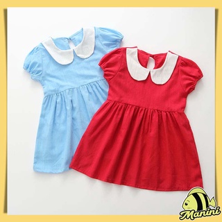 MANINI ⭐เดรสเด็กคอบัว สีพื้น มินิเดรส ⭐ PETERPAN COLLAR DRESS