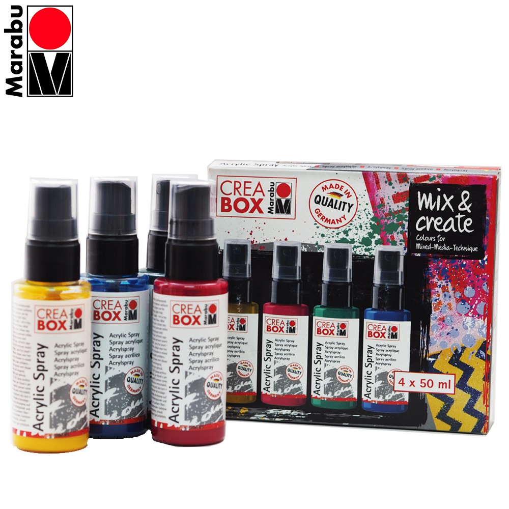 Marabu(มาราบู) ชุดอคริลิคสเปรย์  สูตรน้ำ 4สี ×50 ml. #1209088000679