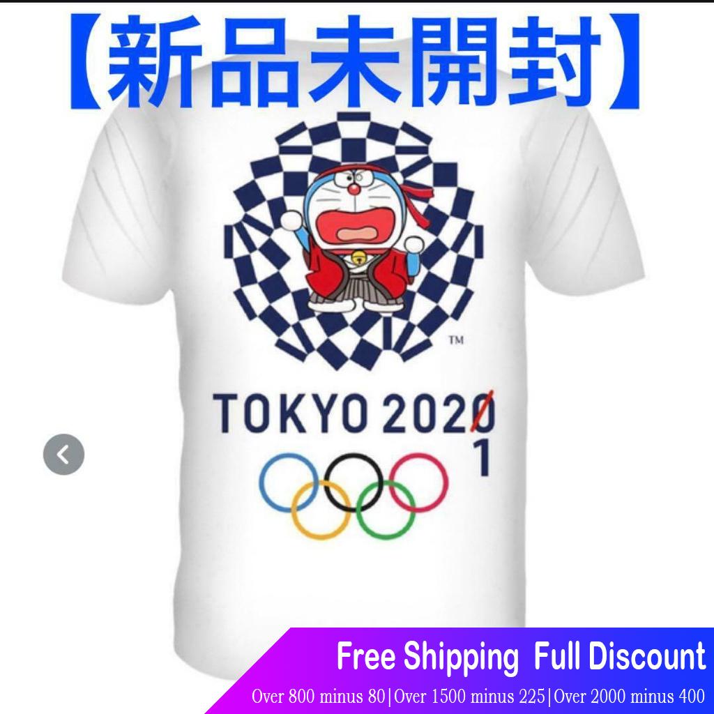 เสื้อยืดอินเทรนด์ผู้ชายอินเทรนด์ผู้หญิงโตเกียวโอลิมปิก เสื้อยืดแขนสั้น Tokyo Olympics Doraemon Collaboration Tshirt Tee