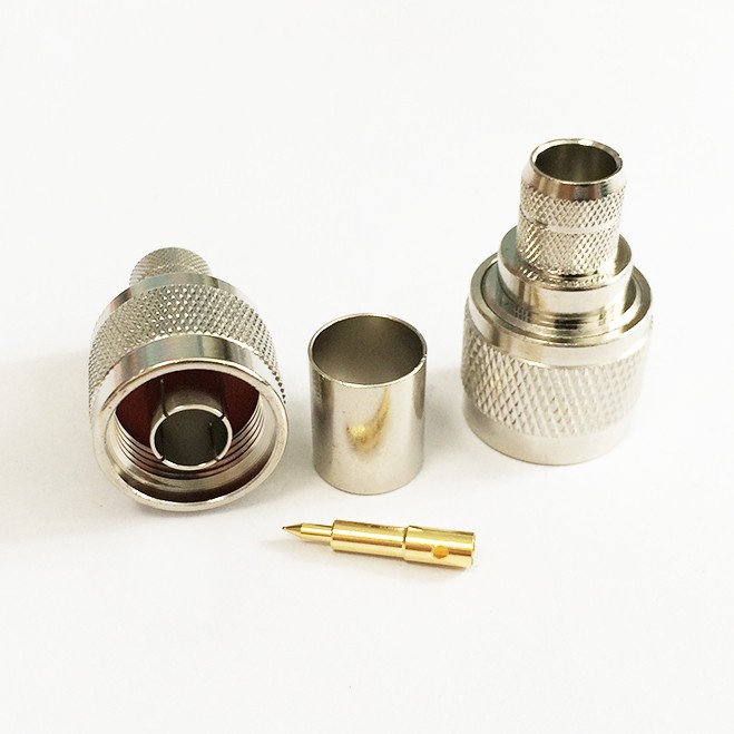 1PC N ปลั๊กชาย RF Coax Connector Crimp RG8,RG213,LMR400 ตรงชุบนิกเกิล