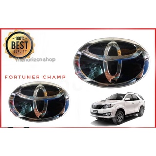 แผ่นป้าย 1 ชุด ป้ายโลโก้Toyota Fortuner champ 2011-2014 หน้าและหลังแบบเคลือบแก้วสีดำ17+13**ครบเครื่องเรืองประดับ**