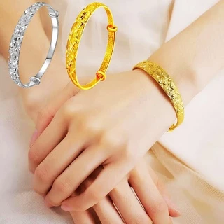 สร้อยข้อมือ กําไลข้อมือชุบทอง 24K ยิปโซ เปิดได้ ถ้ําได้ เครื่องประดับแฟชั่น ของขวัญ สําหรับผู้หญิง