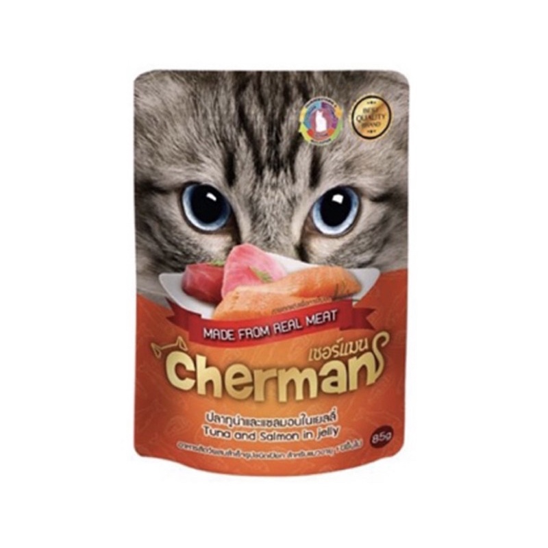 Cherman อาหารแมวชนิดเปียก รสทูน่าและแซลม่อนในเยลลี่ 85g