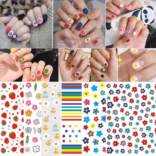 สติ๊กเกอร์ติดเล็บ Hyuna Same Hyuna Style Net Red Nail Stickers Smiley Strawberry Rainbow Daisy Nail Sticker