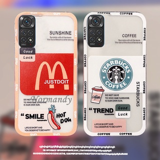 เคส 2022 New Phone Casing for Xiaomi Redmi Note 11S 11 Pro 5G 4G McDonalds Coffee Silicagel Softcase Transparent Back Cover เคสโทรศัพท์