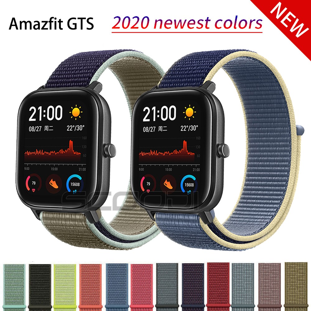 สายรัดข้อมือทอไนลอนแบบสปอร์ตสําหรับ Xiaomi Huami Amazfit GTS 4 4Mini / GTS 3 / GTS / GTS 2 2e 2Mini