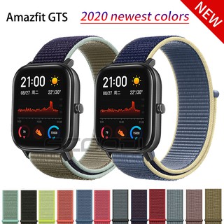 สายรัดข้อมือไนลอนทอผ้าวงดนตรีสปอร์ตสำหรับ  for Xiaomi Huami Amazfit GTS 4 3 / GTS / GTS 2 2e 2Mini/GTS 4 Mini