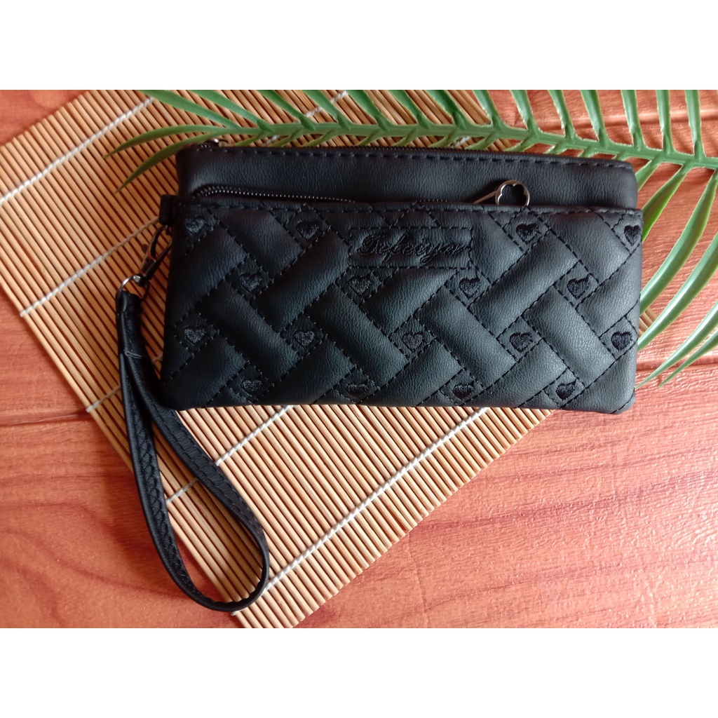 กระเป๋าสตางค์ 2 ซิป Tefeiya Heart Box Line Motive หนังสังเคราะห์วัสดุ HDS 637