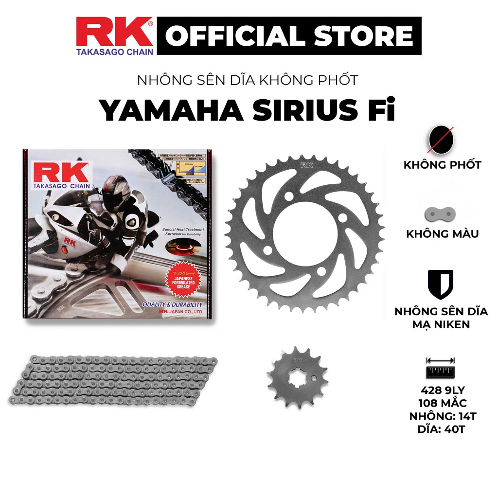 Rk Takasago chain Disc Sprocket สําหรับ Yamaha Sirius Fi รถจักรยานยนต ์ 9 ถ ้ วยเหล ็ กซีลยาง