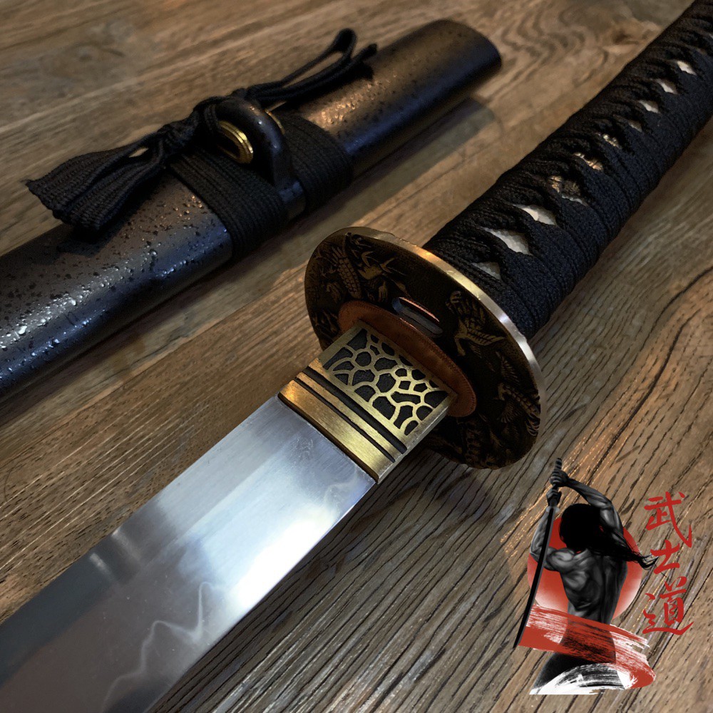 Black Samurai ดาบคาตานะ ดาบซามูไร T10 60HRC Katana 103cm กระเบนแท้ ฮามอนแท้ แต่งครบ