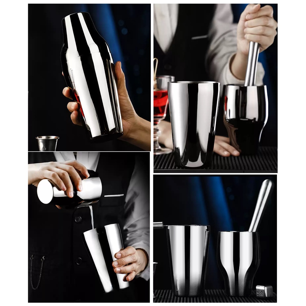 French shaker ที่ผสมค็อกเทลเครื่องดื่ม ขนาด 650 ml. มี 4 รูปที่ 2