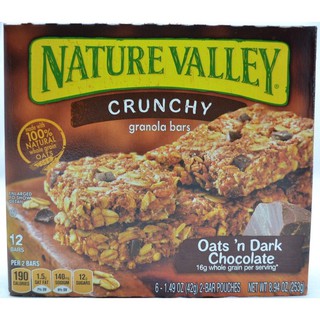 Nature Valley Oats n Dark Chocolate Crunchy Granola Bars 253g  เนเจอร์วัลเล่ย์โอ๊ตแอนด์ดาร์กช็อกโกแลตกรุบกรอบ 253 กรัม