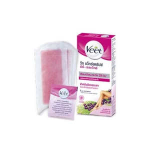 [แพ็ค 3] Veet Wax strips Shea Butter and Berry วีท แว็กซ์ แผ่นแว็กซ์กำจัดขน จำนวน 3 กล่อง แผ่นแว็กซ์ 18 แผ่น