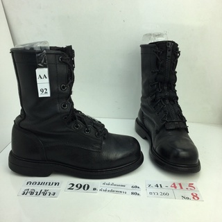 รองเท้าคอมแบท Combat shoes มีซิป หนังสีดำ สภาพดี ทรงสวย มือสอง คัดเกรด ของนอก เกาหลี