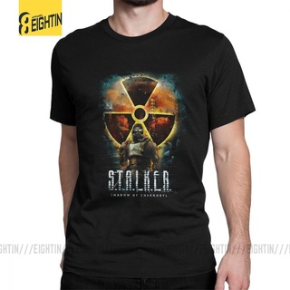 คอลูกเรือ【Boutique Selection】เสื้อยืดคอกลม แขนสั้น ผ้าฝ้าย 100% ลาย Stalker Shadow of Chernobyl สีพื้น สําหรับผู้ชาย LHZ