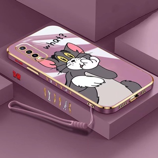 Samsung S21 FE S22 Plus Note 20 Ultra S22 Ultra S10 Plus Note 10 Lite A81 Note 20 Plus S22 Note 10 Plus Note 10 Pro S10 Note 10 ขอบตรง 90° Tom Cat Phone Case Plating