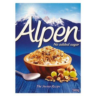 Alpen No Added Sugar Muesli 560g อัลเพนมูสลี่เกล็ดข้าวโอ๊ตและข้าวสาลีผสมผลไม้ถั่ว 560 กรัม สินค้านำเข้า จากอังกฤษ